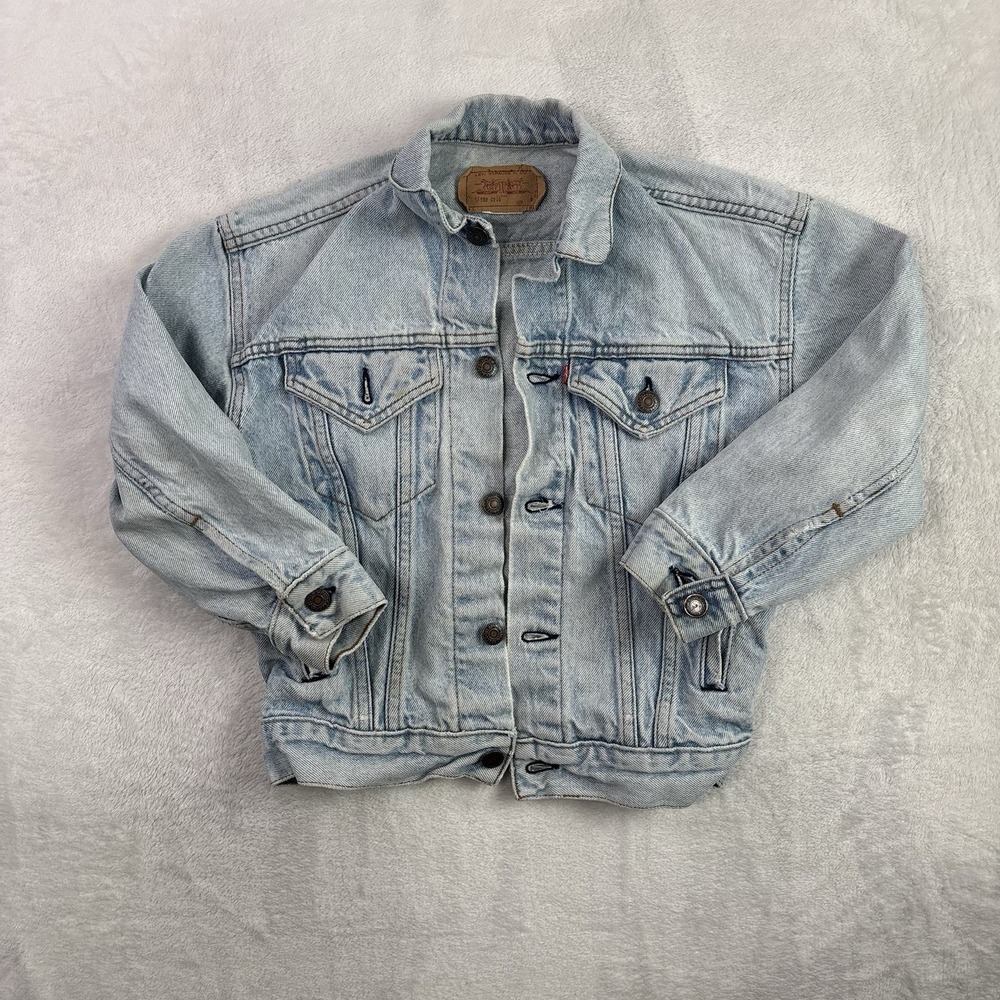 VTG Levi's USA Blue Jeans Denim Jacket Trucket Kids Size Small Women's ?